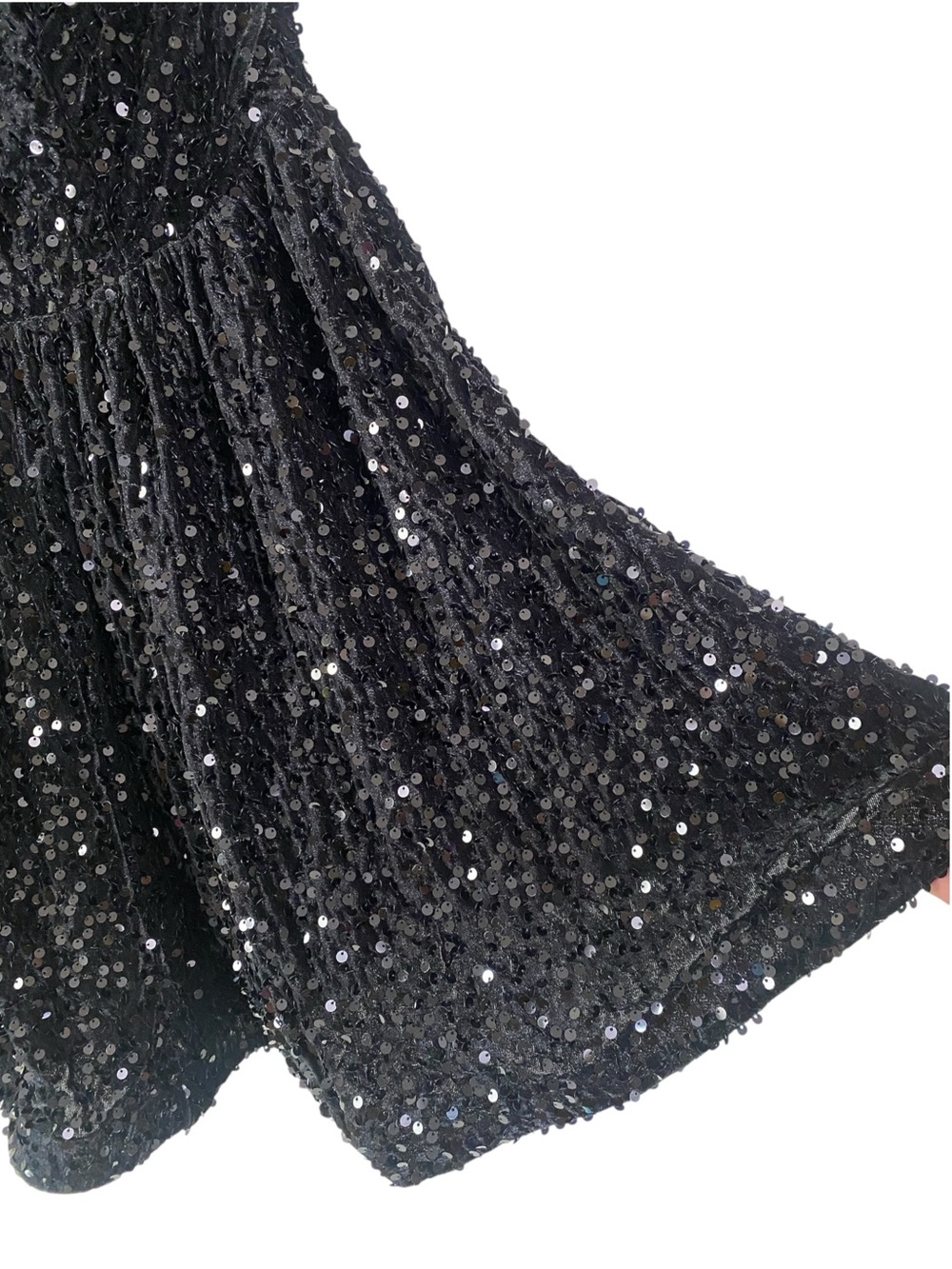 Faeriesty Black Sequin And Velvet One Shoulder Mini Dress Size L - Picture 6 of 9